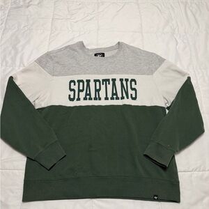 47 Spartans Men's Crewneck Sweater - Green and Gray